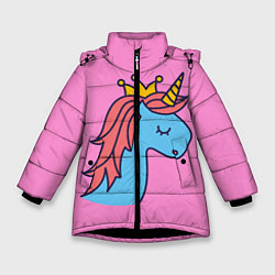 Куртка зимняя для девочки Принцесса единорогов, цвет: 3D-черный