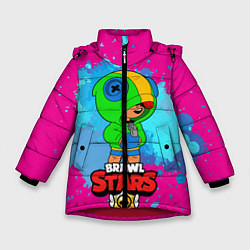 Куртка зимняя для девочки Brawl Stars Leon брызги, цвет: 3D-красный