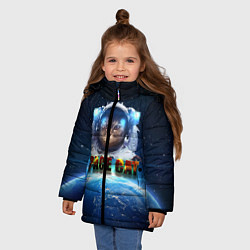 Куртка зимняя для девочки Космический кот, цвет: 3D-черный — фото 2