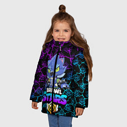 Куртка зимняя для девочки Brawl stars leon оборотень, цвет: 3D-красный — фото 2