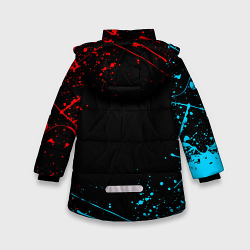 Зимняя куртка для девочки БРЫЗГИ КРАСОК / 3D-Черный – фото 2