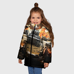 Куртка зимняя для девочки ТАНКИ, цвет: 3D-красный — фото 2