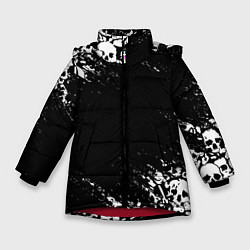 Куртка зимняя для девочки БЕЛЫЕ ЧЕРЕПА, цвет: 3D-красный
