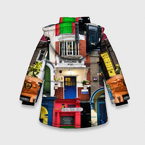 Зимняя куртка для девочки London doors цифровой коллаж / 3D-Черный – фото 2
