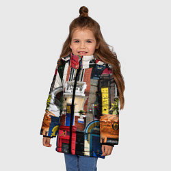 Куртка зимняя для девочки London doors цифровой коллаж, цвет: 3D-светло-серый — фото 2