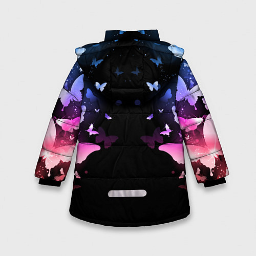 Зимняя куртка для девочки ЯРКИЕ БАБОЧКИ / 3D-Черный – фото 2