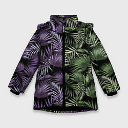 Куртка зимняя для девочки Пальмы, цвет: 3D-черный