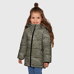 Куртка зимняя для девочки Листья пальмы, цвет: 3D-черный — фото 2