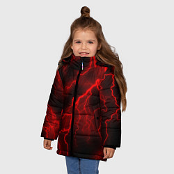 Куртка зимняя для девочки МОЛНИЯ RED NEON, цвет: 3D-черный — фото 2