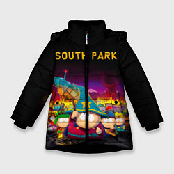 Куртка зимняя для девочки Южный Парк, цвет: 3D-черный