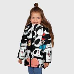 Куртка зимняя для девочки Панды, цвет: 3D-светло-серый — фото 2