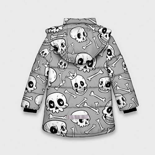 Зимняя куртка для девочки Черепа / 3D-Черный – фото 2