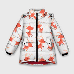 Куртка зимняя для девочки Милый олень, цвет: 3D-красный