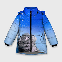 Зимняя куртка для девочки Кот и космос