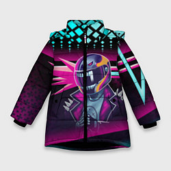 Куртка зимняя для девочки НЕОНОВЫЙ ГОНЩИК, цвет: 3D-черный