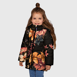 Куртка зимняя для девочки Цветы, цвет: 3D-светло-серый — фото 2