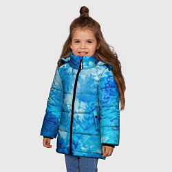 Куртка зимняя для девочки Cине-белая абстрактная живопис, цвет: 3D-черный — фото 2