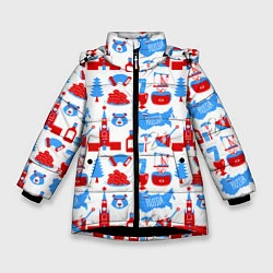 Куртка зимняя для девочки РОССИЯ УЗОР, цвет: 3D-черный