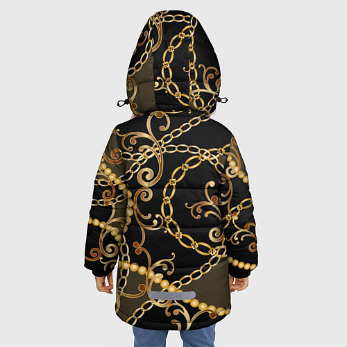 Зимняя куртка для девочки Versace Золотая цепь / 3D-Красный – фото 4