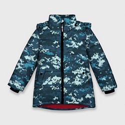 Куртка зимняя для девочки Пиксельный камуфляж полиции, цвет: 3D-красный