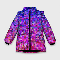 Куртка зимняя для девочки Треугольники мозаика пиксели, цвет: 3D-черный