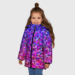 Куртка зимняя для девочки Треугольники мозаика пиксели, цвет: 3D-черный — фото 2