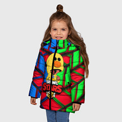 Куртка зимняя для девочки Brawl Stars:Leon Sally, цвет: 3D-черный — фото 2