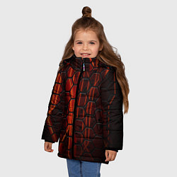 Куртка зимняя для девочки Огненные соты, цвет: 3D-черный — фото 2