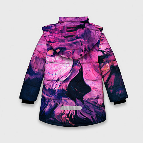 Зимняя куртка для девочки Розовый разводы жидкость цвета / 3D-Черный – фото 2