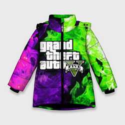 Куртка зимняя для девочки GTA 5, цвет: 3D-черный