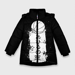 Куртка зимняя для девочки Ahiru no Sora, цвет: 3D-черный