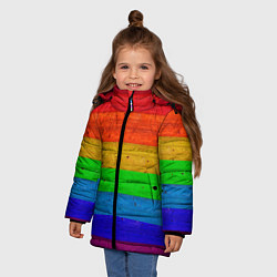 Куртка зимняя для девочки Разноцветные доски радужный, цвет: 3D-черный — фото 2