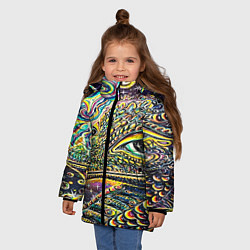 Куртка зимняя для девочки ИМПРЕССИОНИЗМ, цвет: 3D-черный — фото 2