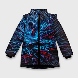 Зимняя куртка для девочки Синяя абстракция