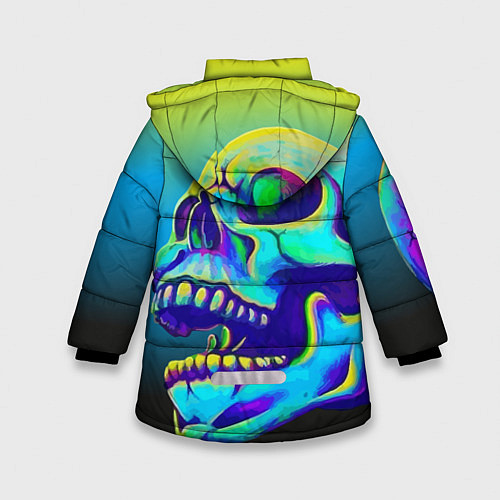 Зимняя куртка для девочки Neon skull / 3D-Светло-серый – фото 2
