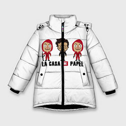 Куртка зимняя для девочки БУМАЖНЫЙ ДОМ, цвет: 3D-черный
