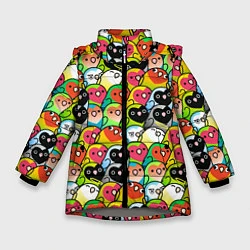 Куртка зимняя для девочки Папуги, цвет: 3D-светло-серый