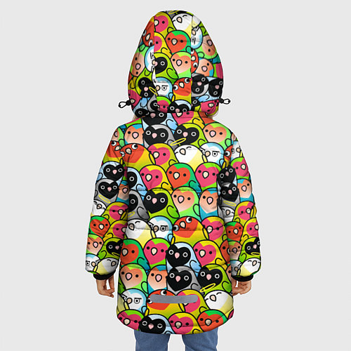 Зимняя куртка для девочки Папуги / 3D-Красный – фото 4