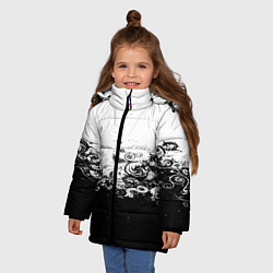 Куртка зимняя для девочки Узоры линии черный белый чб, цвет: 3D-черный — фото 2