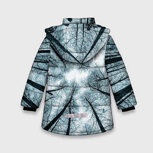 Зимняя куртка для девочки Деревья вид снизу мрачный / 3D-Черный – фото 2