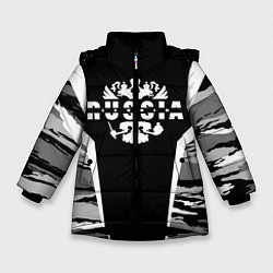 Куртка зимняя для девочки Леонид - камуфляж, цвет: 3D-черный