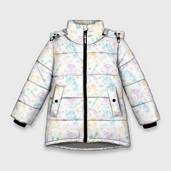 Куртка зимняя для девочки Милые единороги, цвет: 3D-светло-серый