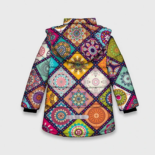 Зимняя куртка для девочки Узоры мандалы / 3D-Черный – фото 2
