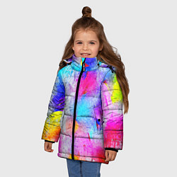Куртка зимняя для девочки НЕОНОВЫЕ ПОТЕРТОСТИ, цвет: 3D-красный — фото 2
