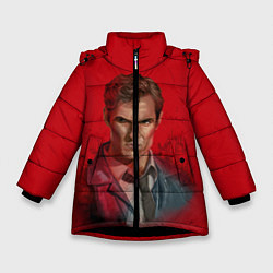 Куртка зимняя для девочки Настоящий детектив, цвет: 3D-черный