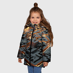 Куртка зимняя для девочки 3D абстрактная схема, цвет: 3D-черный — фото 2