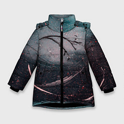 Куртка зимняя для девочки Абстракция краска разводы кап, цвет: 3D-черный