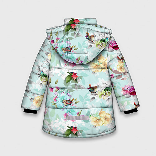 Зимняя куртка для девочки Весенние цветы / 3D-Черный – фото 2