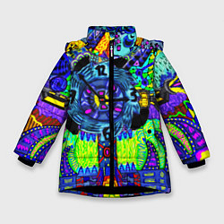 Куртка зимняя для девочки КИСЛОТА ГОРОД, цвет: 3D-черный