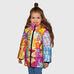 Куртка зимняя для девочки Акварельный лев, цвет: 3D-светло-серый — фото 2